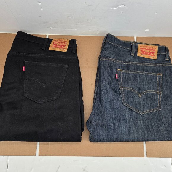 Levi's Men's BlackBlue 569 Loose Straight Jeans Zip Cotton Blend Size 42x30